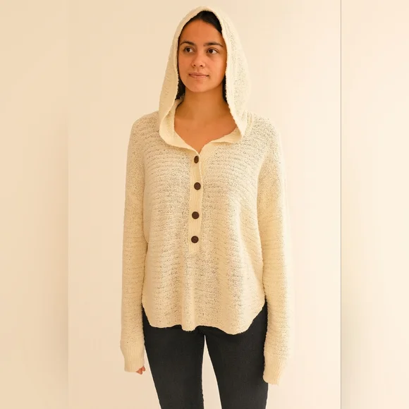 O'Neill Tropical Beach Hooded See Through Sweater Size Small Oversize - Picture 1 of 11